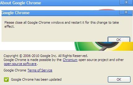 Google Chrome: Chrome 5.0.375.86 Updated to newer version