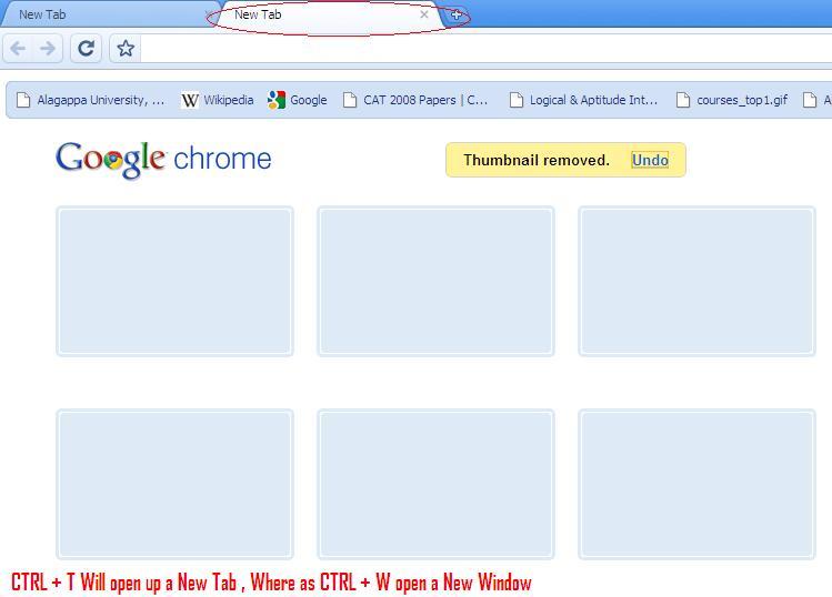 Google Chrome- Open a Tap in Shortcut on Chrome