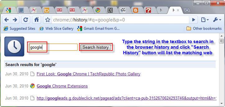 Browser History Chrome