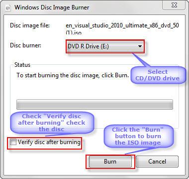 How to write a cddvd image or iso