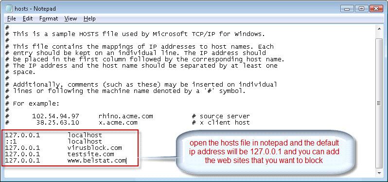 Windows 7 Hosts File Default Content