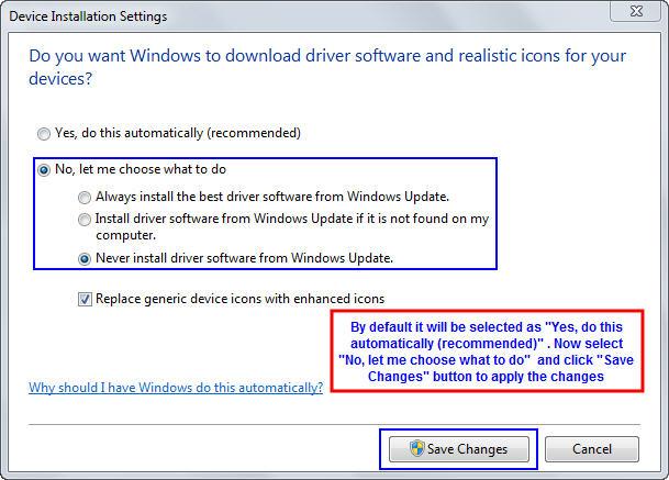 Turn Off Automatic Driver Installation Windows 7