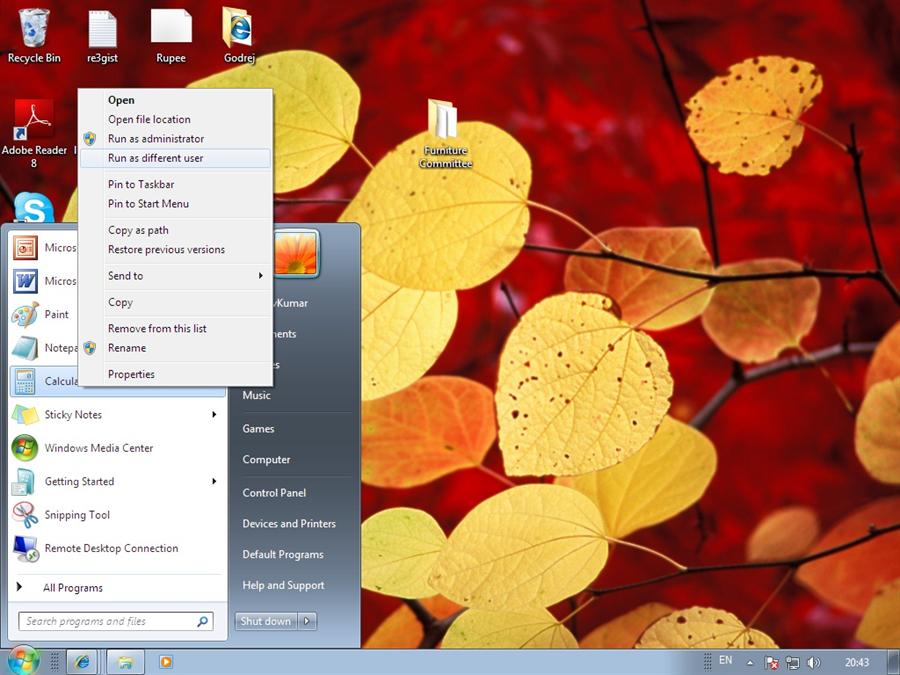 Screen shot of selecting 