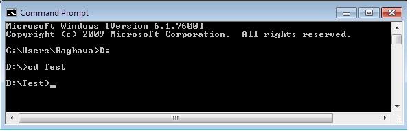 Screen shot of command prompt in Windows