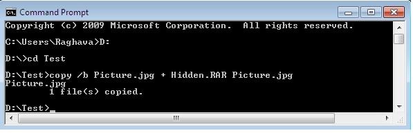 Screen shot of command prompt in Windows