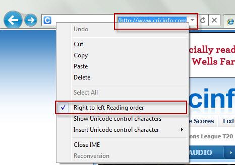 IE 9 Reorder menu