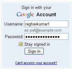 Screen shot Gmail Login Screen