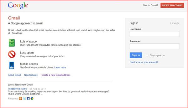 new GMail login