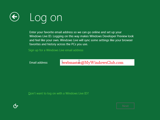 Connect to Windows Live from Windows 8