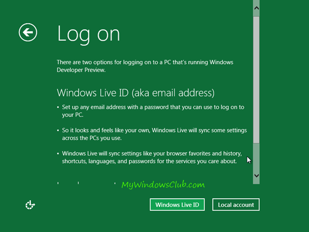How to log on to Windows 8 account