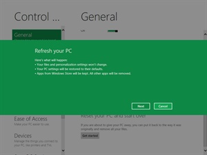 Refresh your PC option in Windows 8