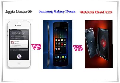 iPhone 4S vs Galaxy Nexus vs Droid Razr Comparison