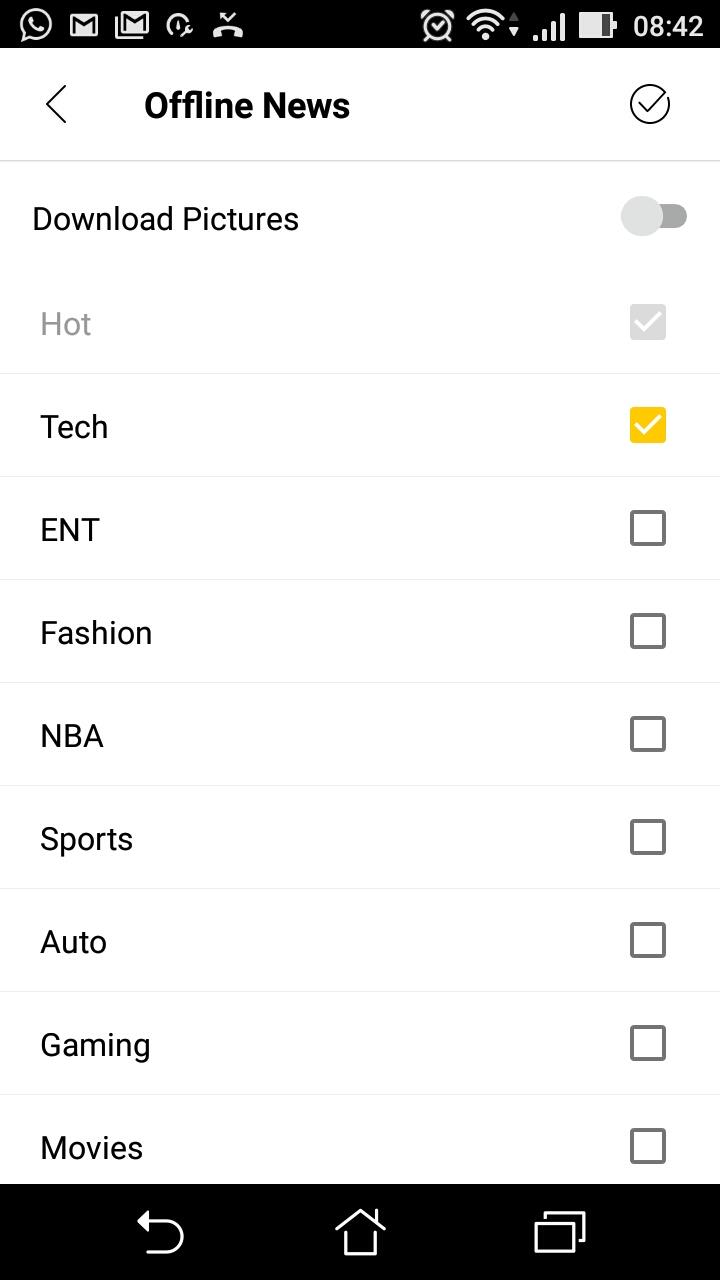 Select offline news category