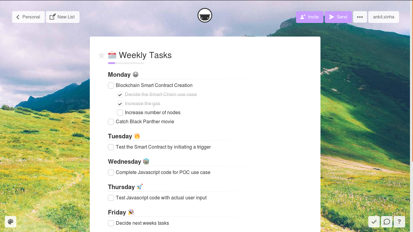 Weekly Tasks Taskade
