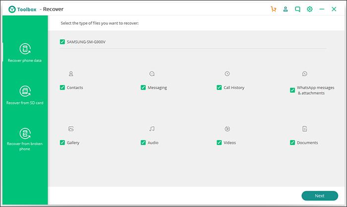 Step 2 to recover Android data