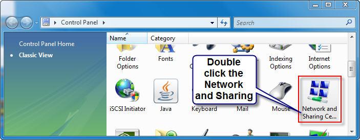 Show network and connection center