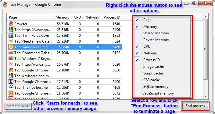 Google Chrome Task Manager