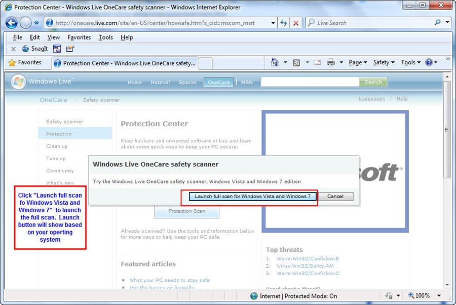Windows Online scanner launch