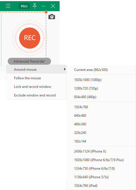 Advanced Screen Recording options